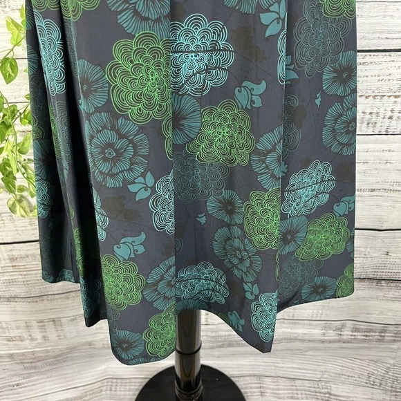 Liz Claiborne Skirt size 4 Blue Green Floral Knee Pleated A Line Tropical Modest - Picture 7 of 11
